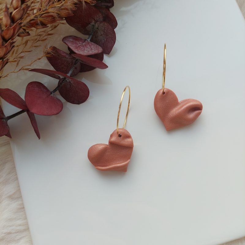Satin look heart dangle rosé gold