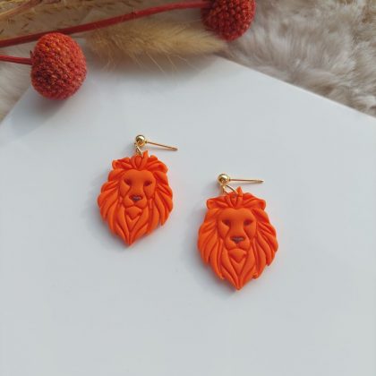 Oranje oorbellen Leeuw