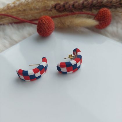 rood wit blauw hoops studs