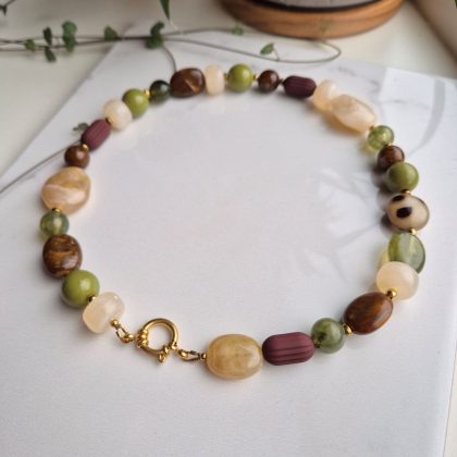 Acryl kralenketting mix olijf