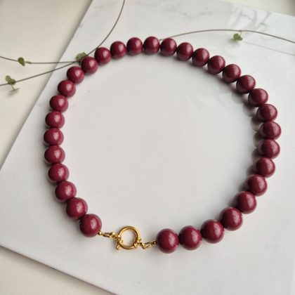 Acryl kralenketting bordeaux (ook in zilverkleurig rvs)