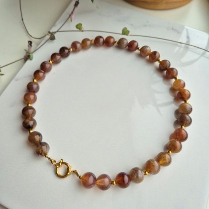 Acryl kralenketting marble bruin