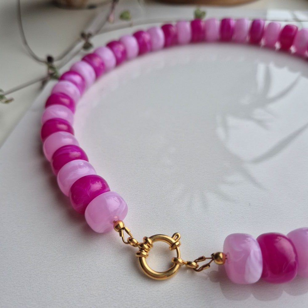 Acryl kralenketting roze - Afbeelding 2